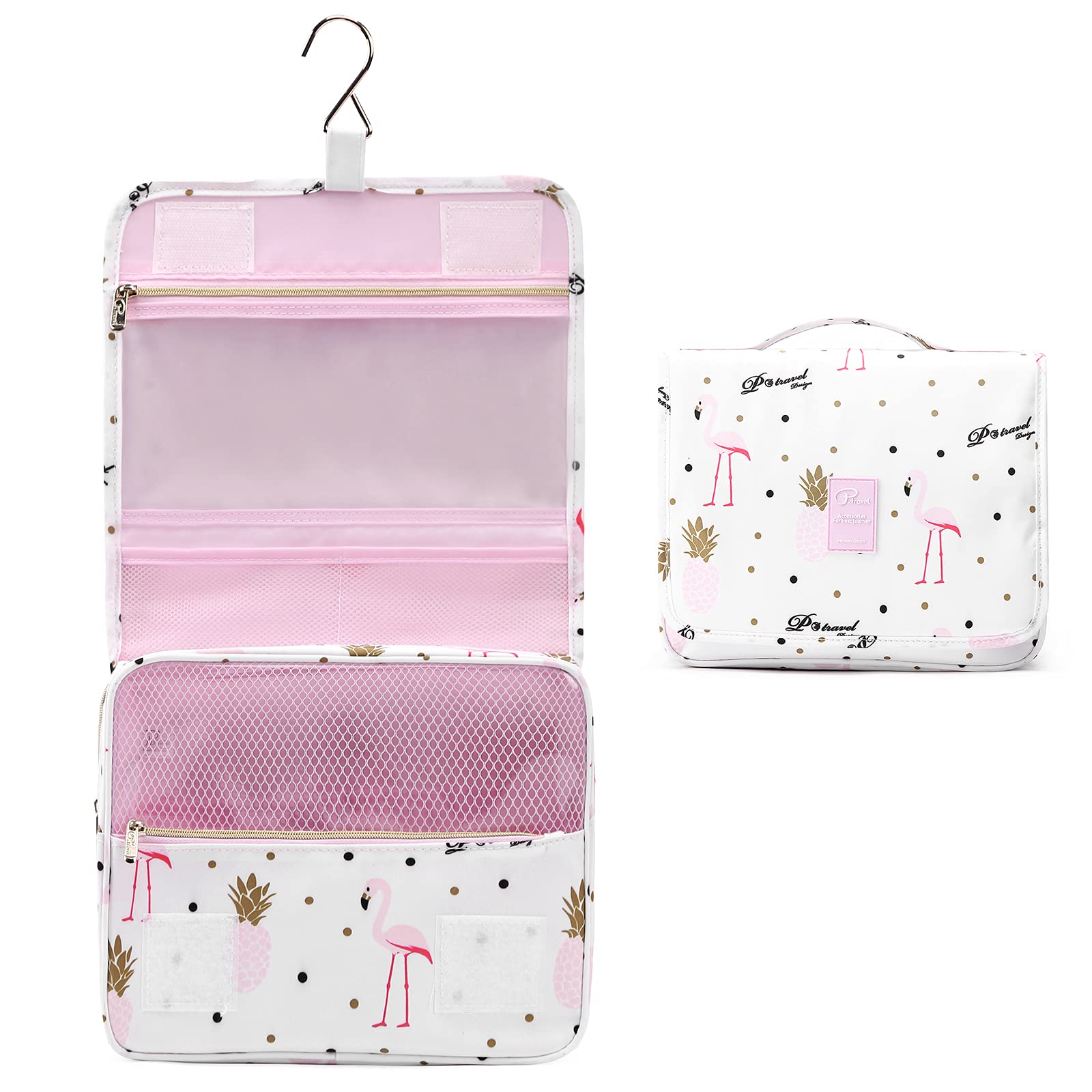Lychii Bolsas de Aseo para Mujeres, Lychii Neceser de Viaje con Colgar Gancho, Impermeable Organizador de Cosméticos