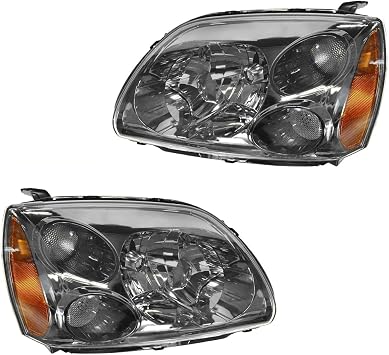 Halogen Headlight Headlamp Set of 2 Kit for Mitsubishi for Galant LS 04-06 & DE 04-08 & ES 04-12 & SE 05-07 10-12 & Ralliart 07-09 & FE 11-12 Dark Bezel Front Left Right Clear-Lens