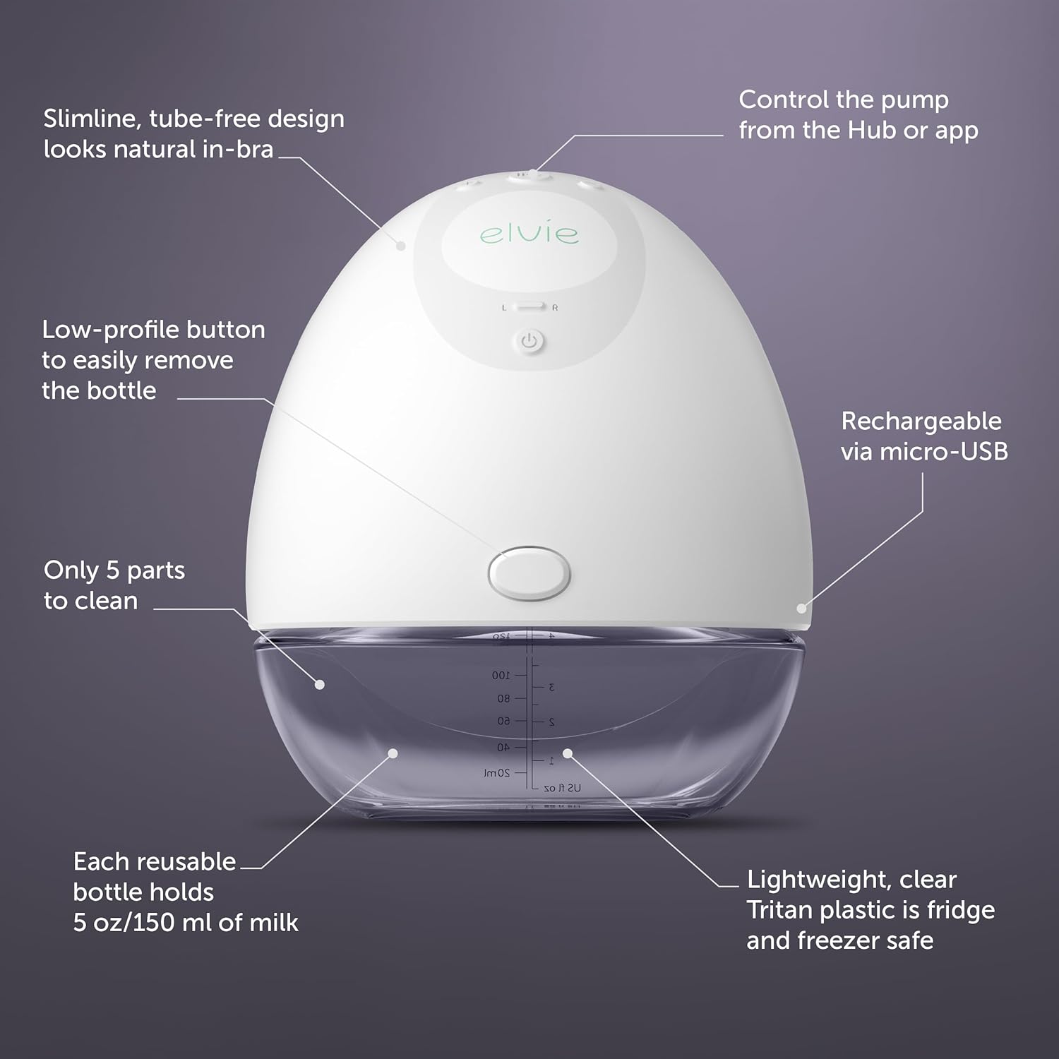 Elvie - Double, Wearable Breast Pump w/App - The Smallest & Quietest - Portable - Hands Free & Discreet - Automated with Four Personalized Settings