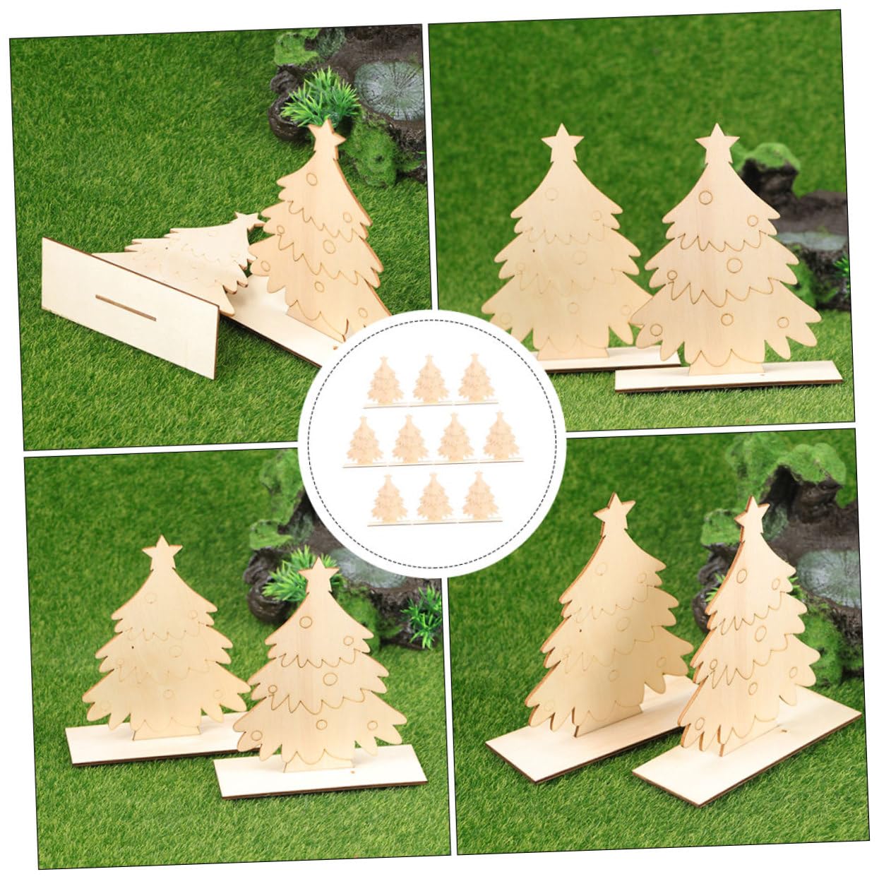 Operitacx 30 Pièces Sapin De Noël Mini-jouet Ornements De Bureau De Noël Fournitures De Fête De Faveurs Jouets D'artisanat De Arbre De De Table Décor De Sapin En Bois