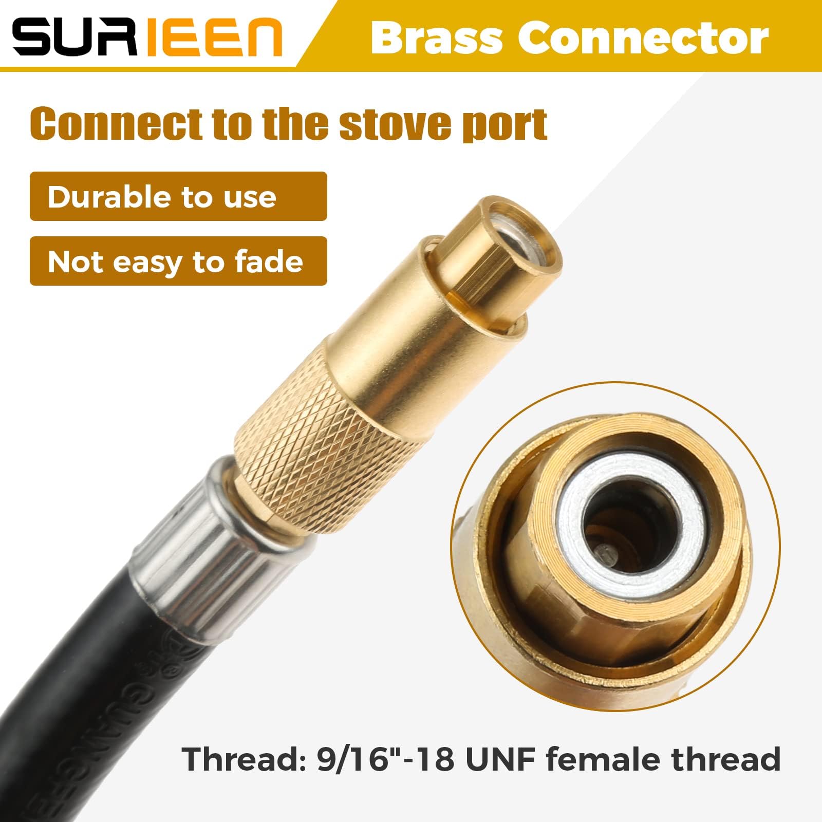 SURIEEN 5430 Propane Regulator Extension Hose 3FT, Propane Regulator with 1LB Cylinder Connector, Compatible with Coleman Classic PowerPack, Tabletop and More Propane Stove (NOT for Roadtrip Grill)