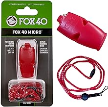 FOX40 MICRO 110db Whistle (Red) Lanyard Included, Pealess Construction (No Cork Balls) STRAZAR (STR-WHSM-R)