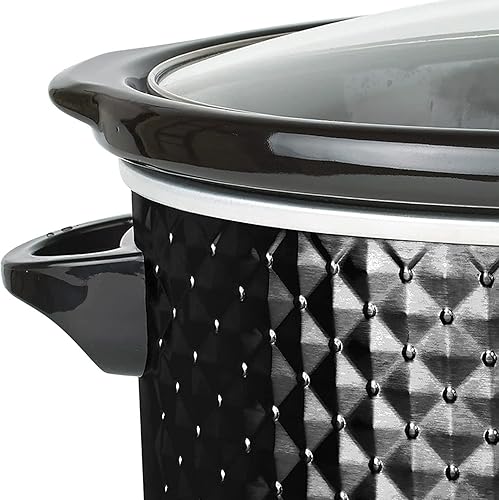 Miniatura 3 de Brentwood SC-136BK Olla de cocción lenta de cocina con tapa de vidrio transparente, 190 W, 3.5 cuartos de galón, temperatura ajustable, apta para