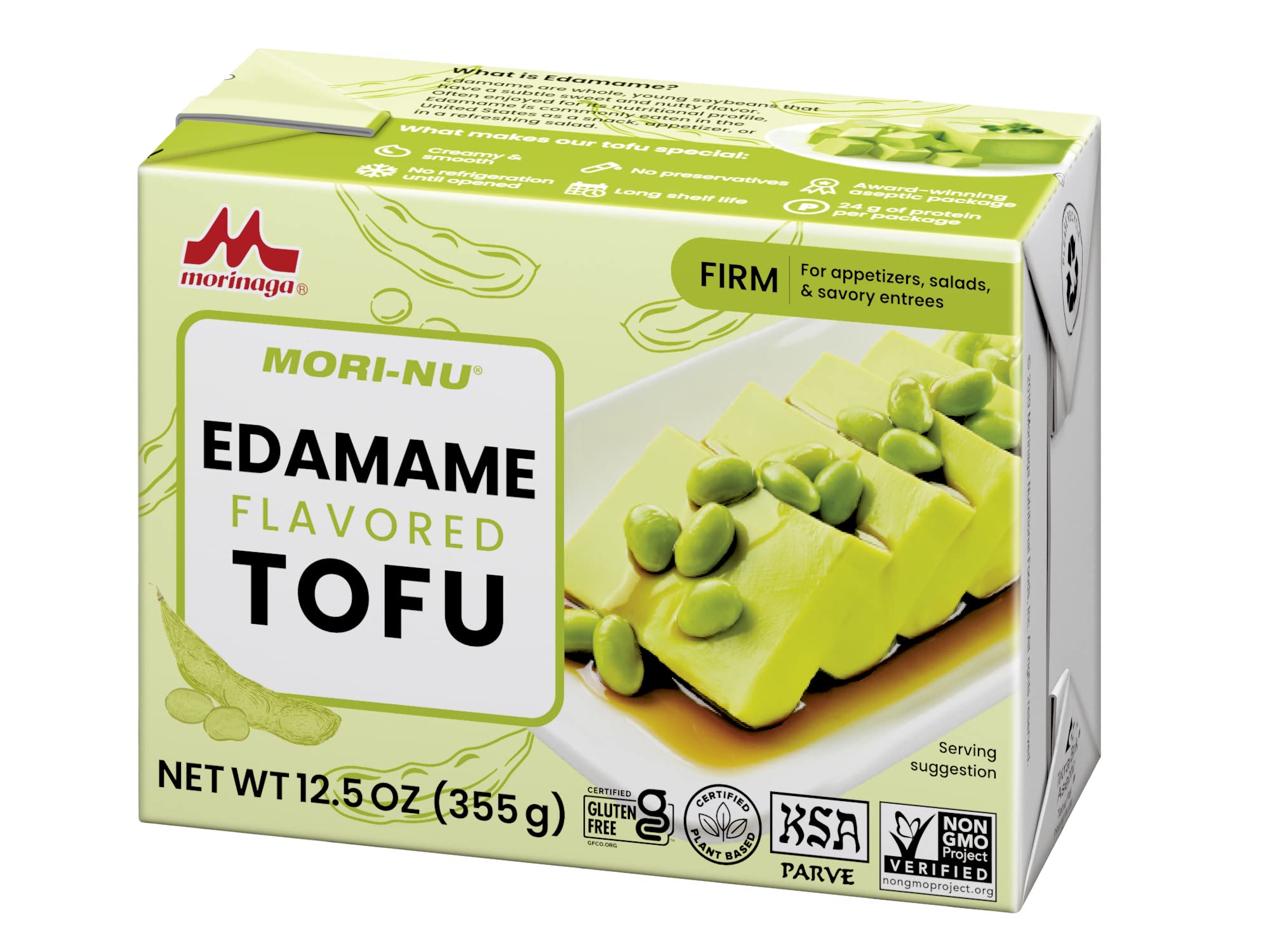 MoriNu Silken Tofu Edamame Flavored Firm Velvety Smooth and Creamy