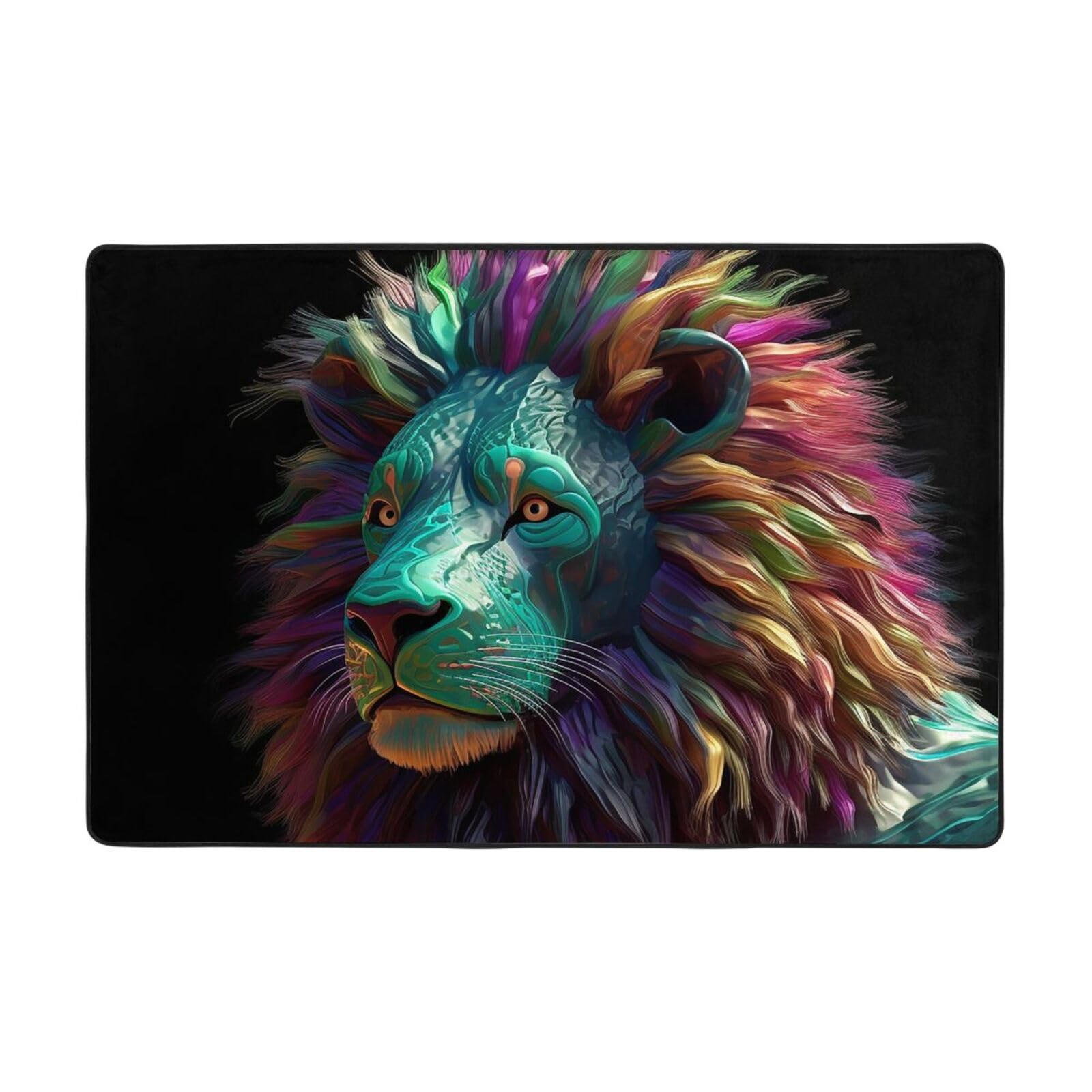 Tapis de sol lavable lion 3D en peluche antidérapante pour sécuriser et réchauffer la chambre