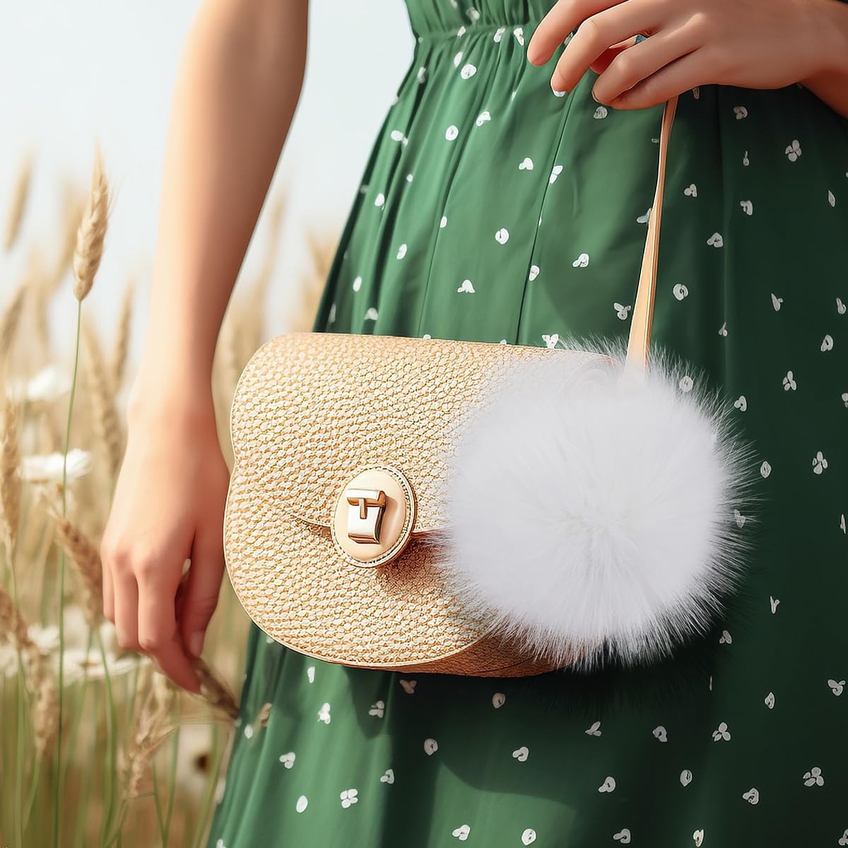 Homtable 6IN Large Faux Fur Pompoms, 4 Pieces Big Pom Pom Balls Fluffy Pompom Ball with Elastic Loop for Shoes Scarves Gloves Scarves Bag Key Chain Charms Accessories (White) - Image 7