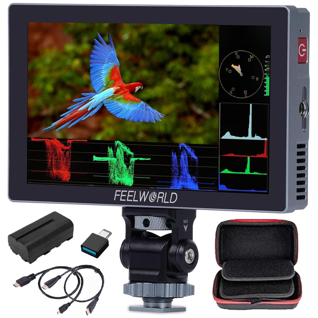 FEELWORLD P6X 5.5 Inch Aluminium Camera Field Monitor Touch Screen 4K HDMI with Waveform HDR, 1000nit, 160° Wide Viewing, 3D LUTs for Film,Video,Live