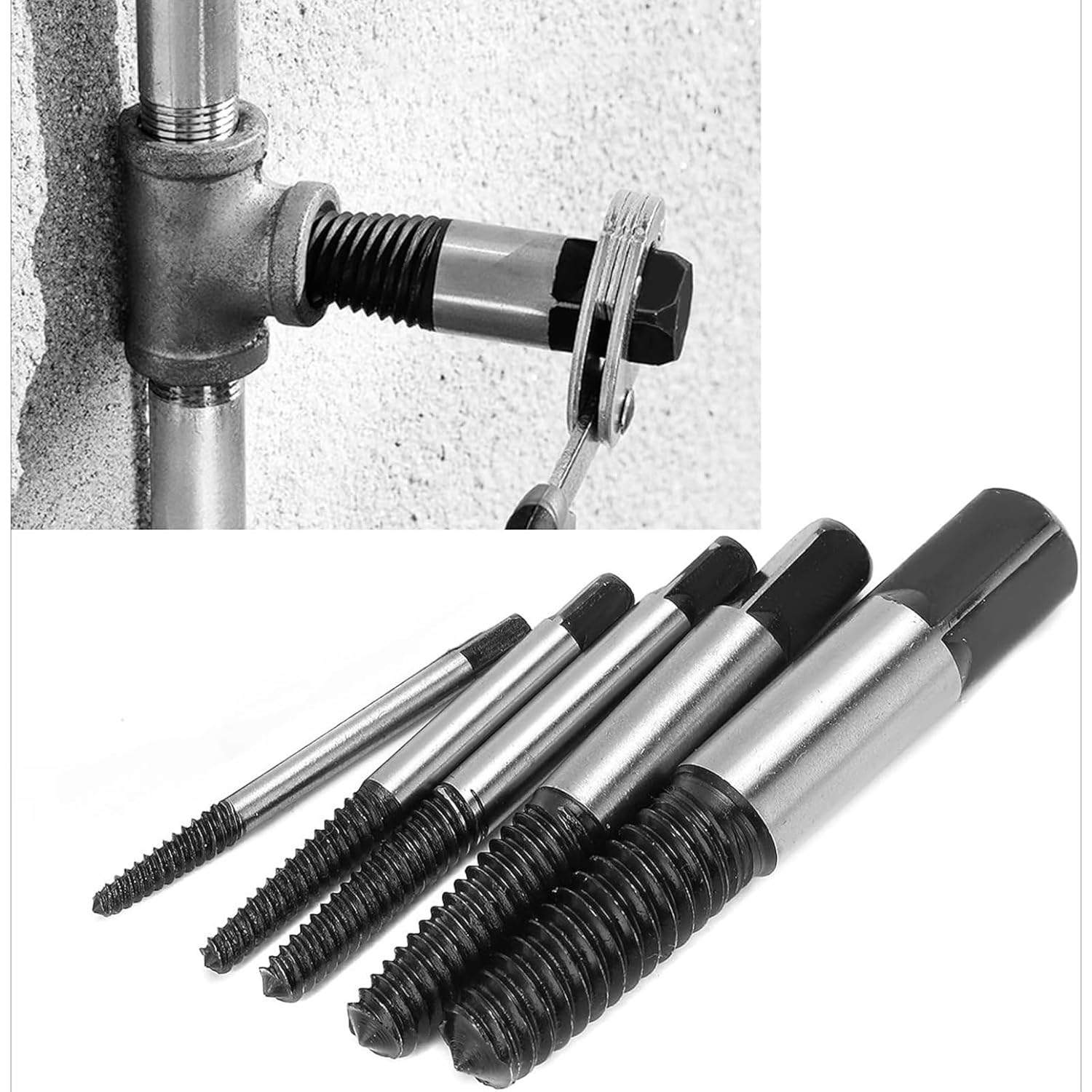 5pc Screw Extractor Set - Easy Out Bolt Extractor Kit - Spiral Screw Extractor Kits for Stripped, Broken and Damaged Screws - Professional Bolt Remover Tool