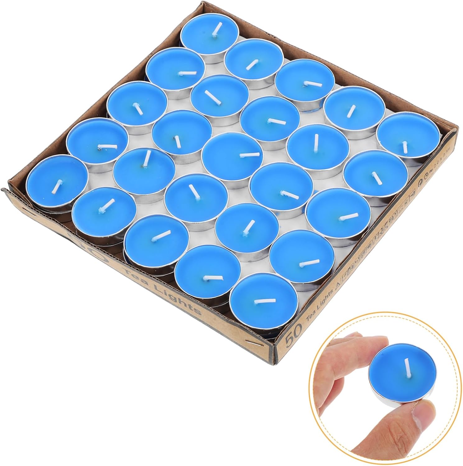 50pcs Blue Round Tea Light Candles for Xmas Wedding Proposal