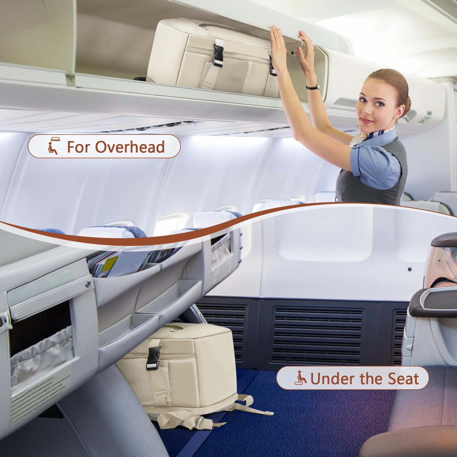 KIRFEIHT Zaino da Viaggio 40x20x25 per Ryanair Borsa da Viaggio per Cabina - Beige Bagaglio a Mano Aereo Piccolo, Zaini Universali per Uomo e Donna per Scuola Trekking Lavoro (Beige)