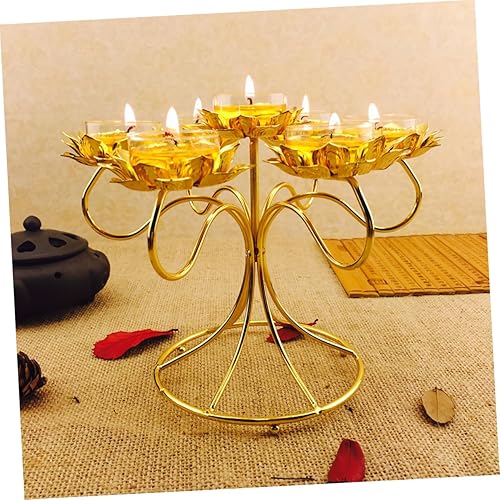 Miniatura 3 de COHEALI Lotus Ghee - Soporte para lámpara de té, lámpara de aceite de cobre tibetano, soporte para lámpara de altar