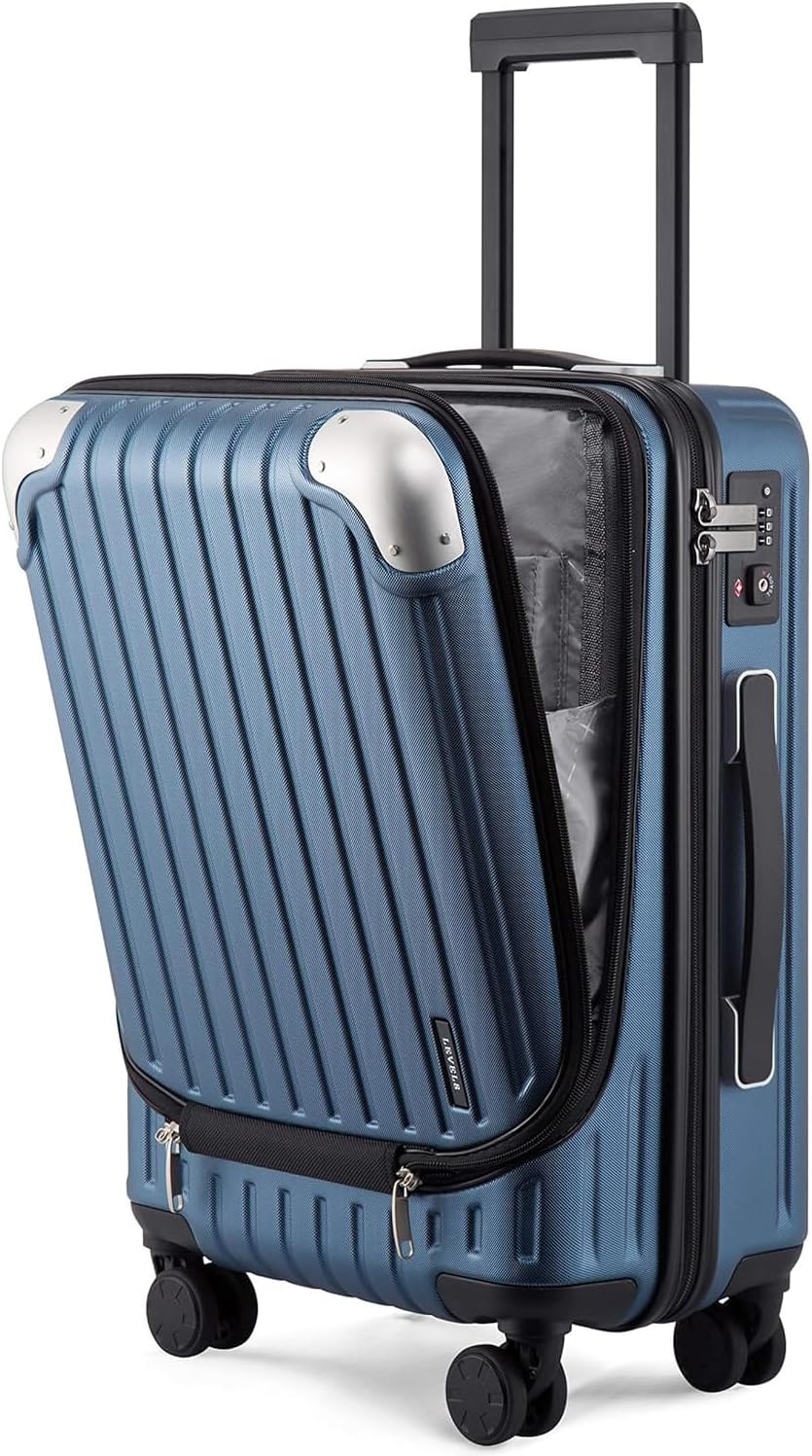 Cabin Suitcase 20-Inch Carry on Luggage, ABS+PC Hardshell Spinner Trolley with Laptop Compartment, TSA, 4 Wheels, Blue