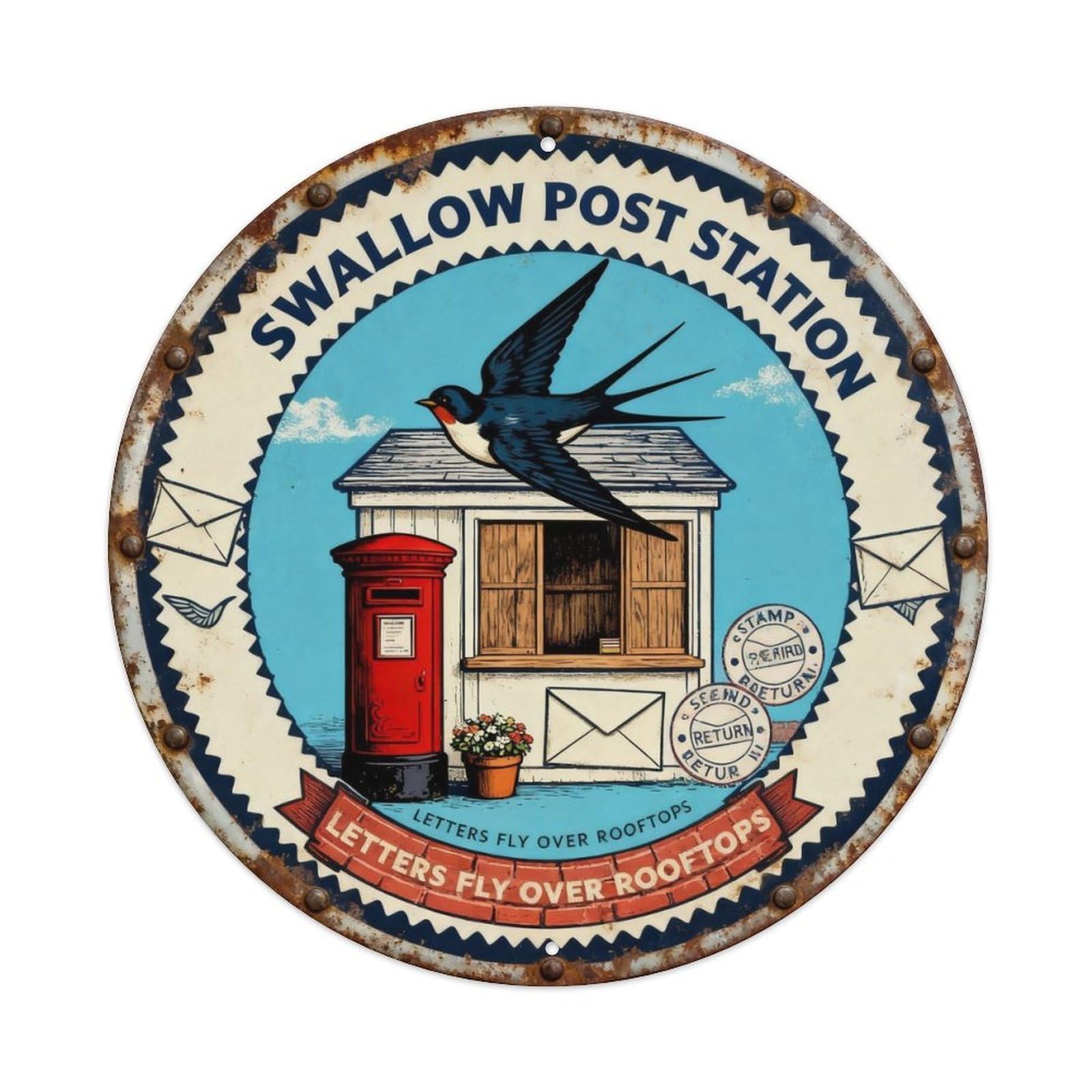 Swallow Post Station Sign Metal Tin Sign Plaque
