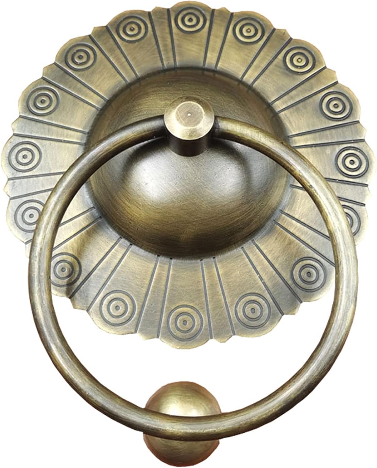 Bronze Door Handle, Antique Door Knocker, Chinese Retro Wooden Door Ring, Front Door Decoration Accessories for Villa/15.6Cm Diameter