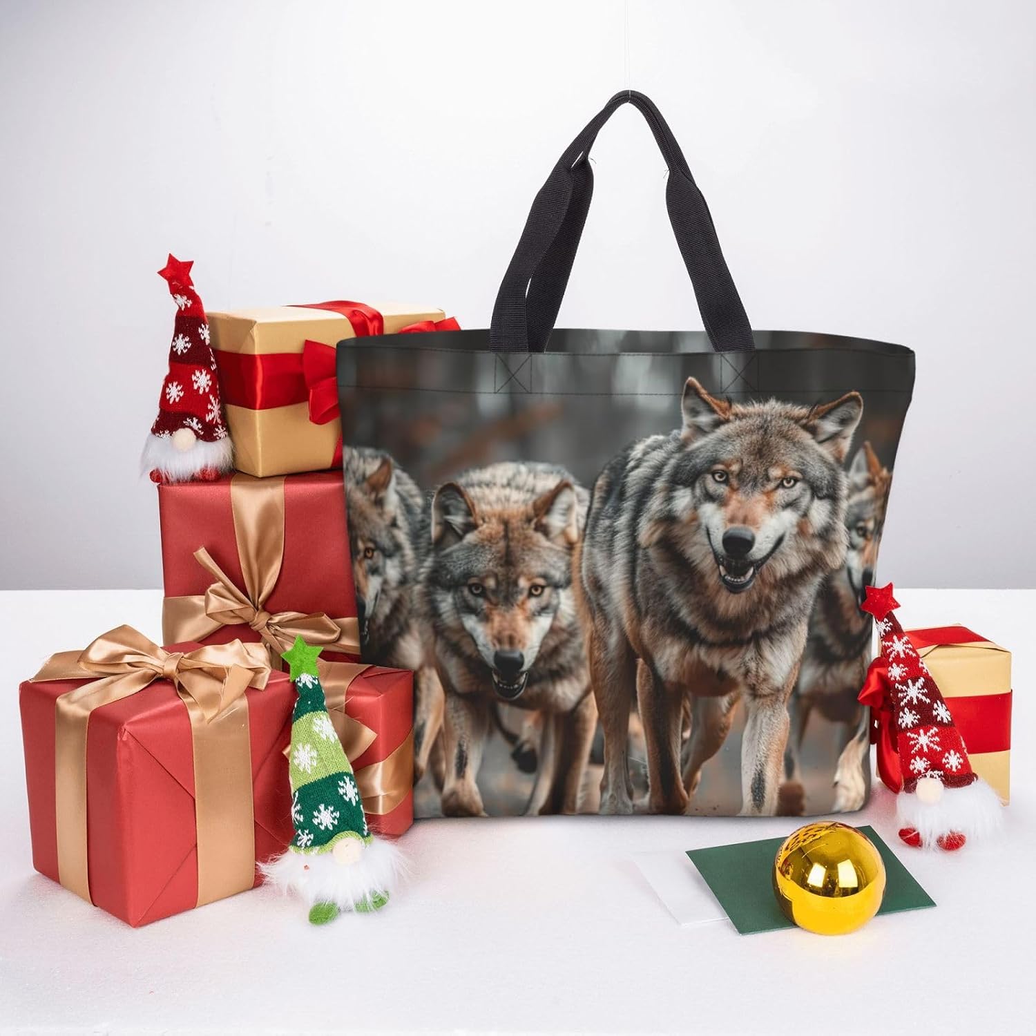 Wolfs Print Eco-Friendly Tote Lightweight Grocery Bag Daily Commuting Travel Beach Gym Use