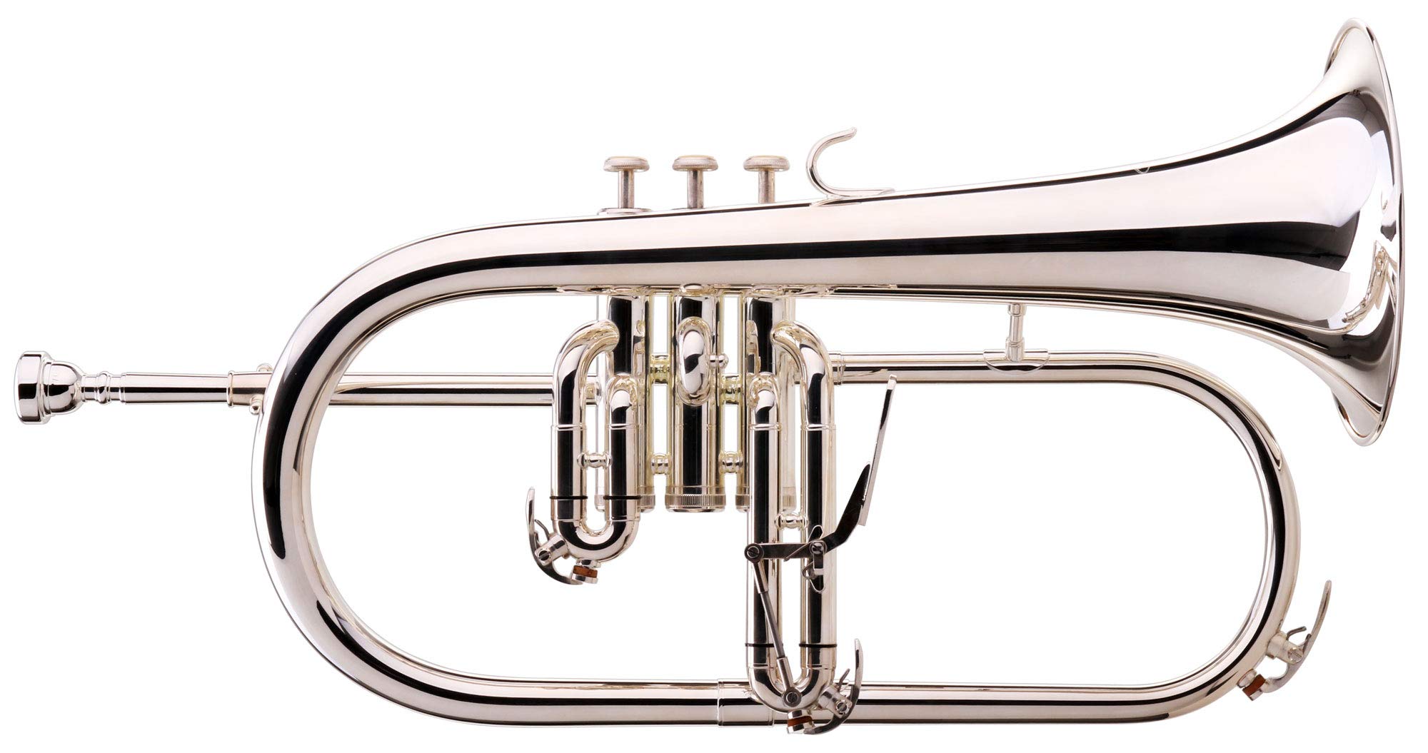Classic Cantabile FL-26S Bugle (accord Bb, coulisse à levier, 3 clés d'eau, embouchure, étui) argenté