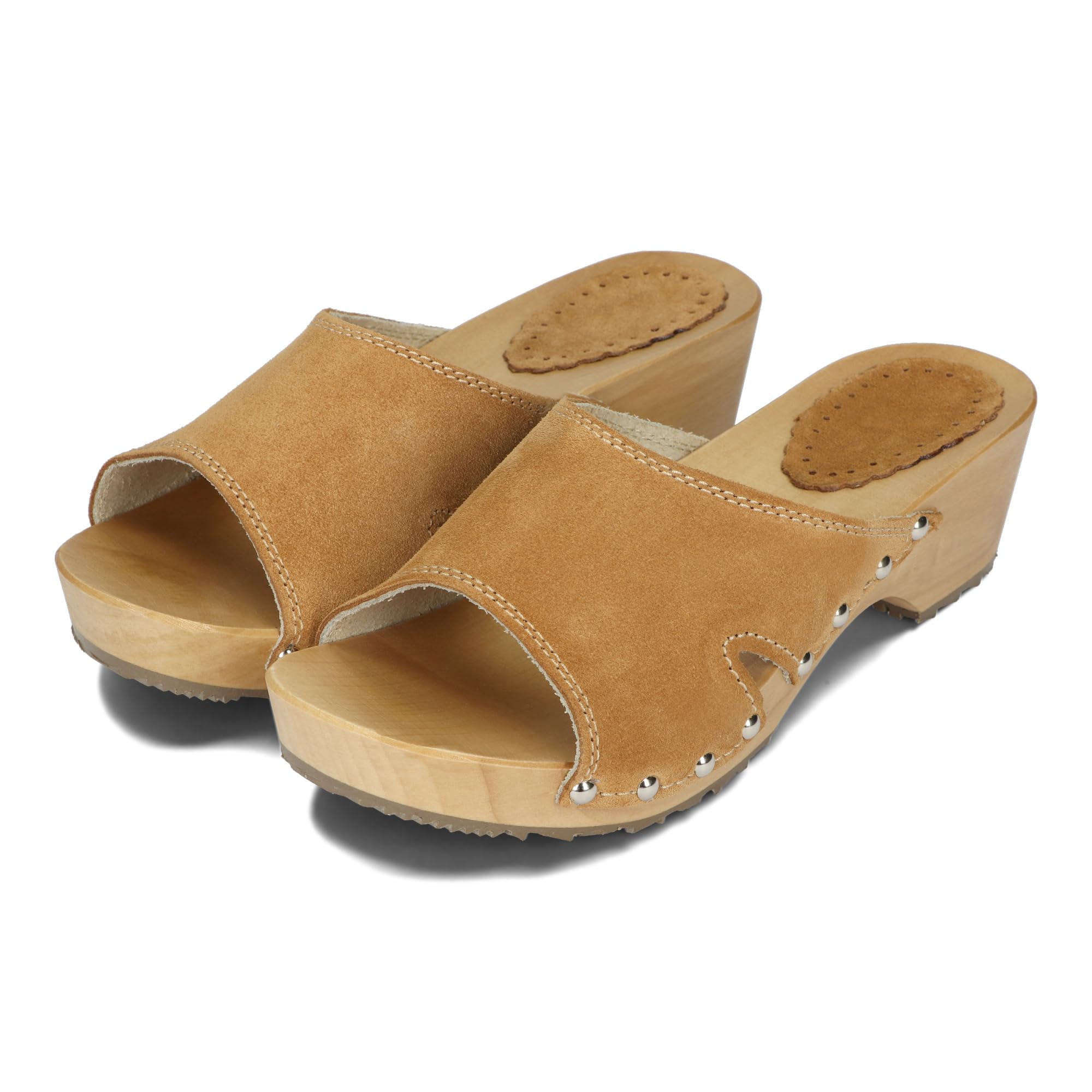 BeComfy Zoccoli da Donna in Pelle Zoccoli con Tacco in Legno per Donna 35-41 EU