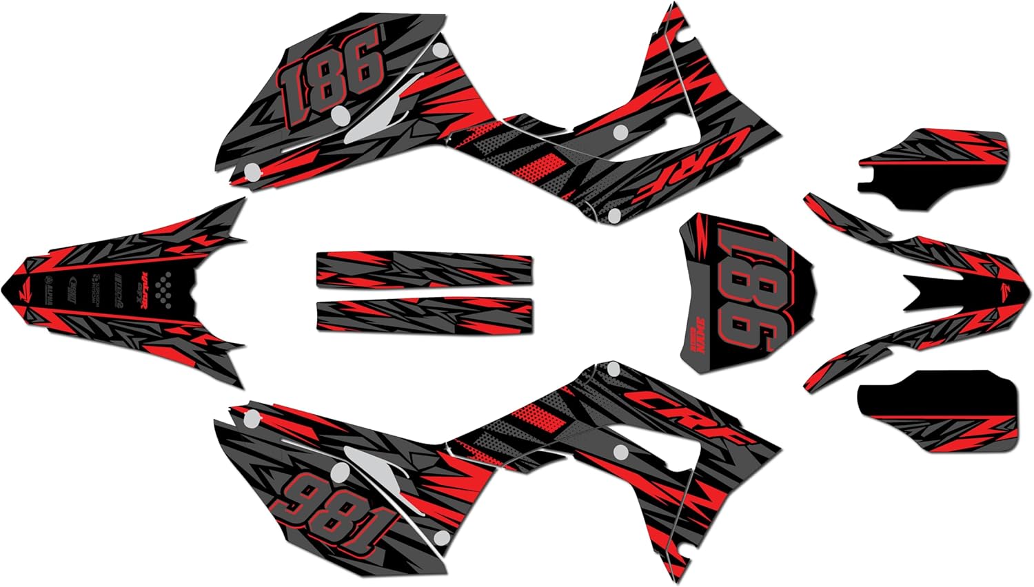 Graphics Kit for Honda CRF 250R (2018-2021) Twitch Series Red 09 Mil - Dirt bike Custom Racing Graphics Decals Stickers Kit, no-plastics