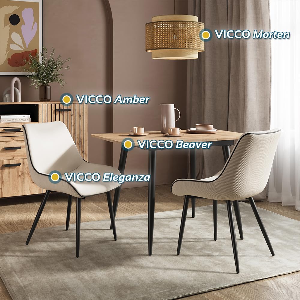 Vicco Lámpara de techo Morten, Crema, 45 x 31 cm | apto para bombillas E27, fácil montaje en techo