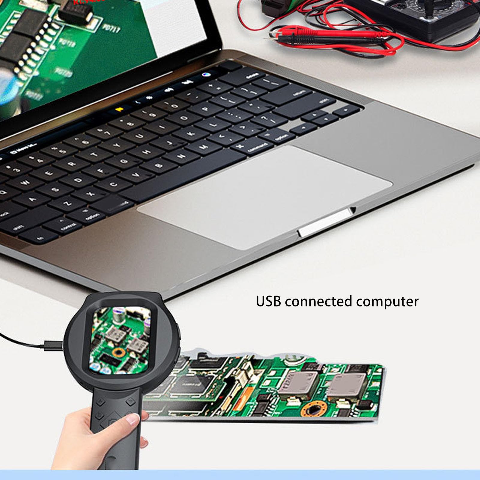 CCYLEZ 1000x Lupe mit Licht, 1000x Digital Lupe Handheld Digital Lupe, 2,8 -Zoll -HD -IPS -Bildschirm 12 Sprachen Unterstützen 3 Lichtquellen für das Lesen von Schmuck mit Engen Arbeit