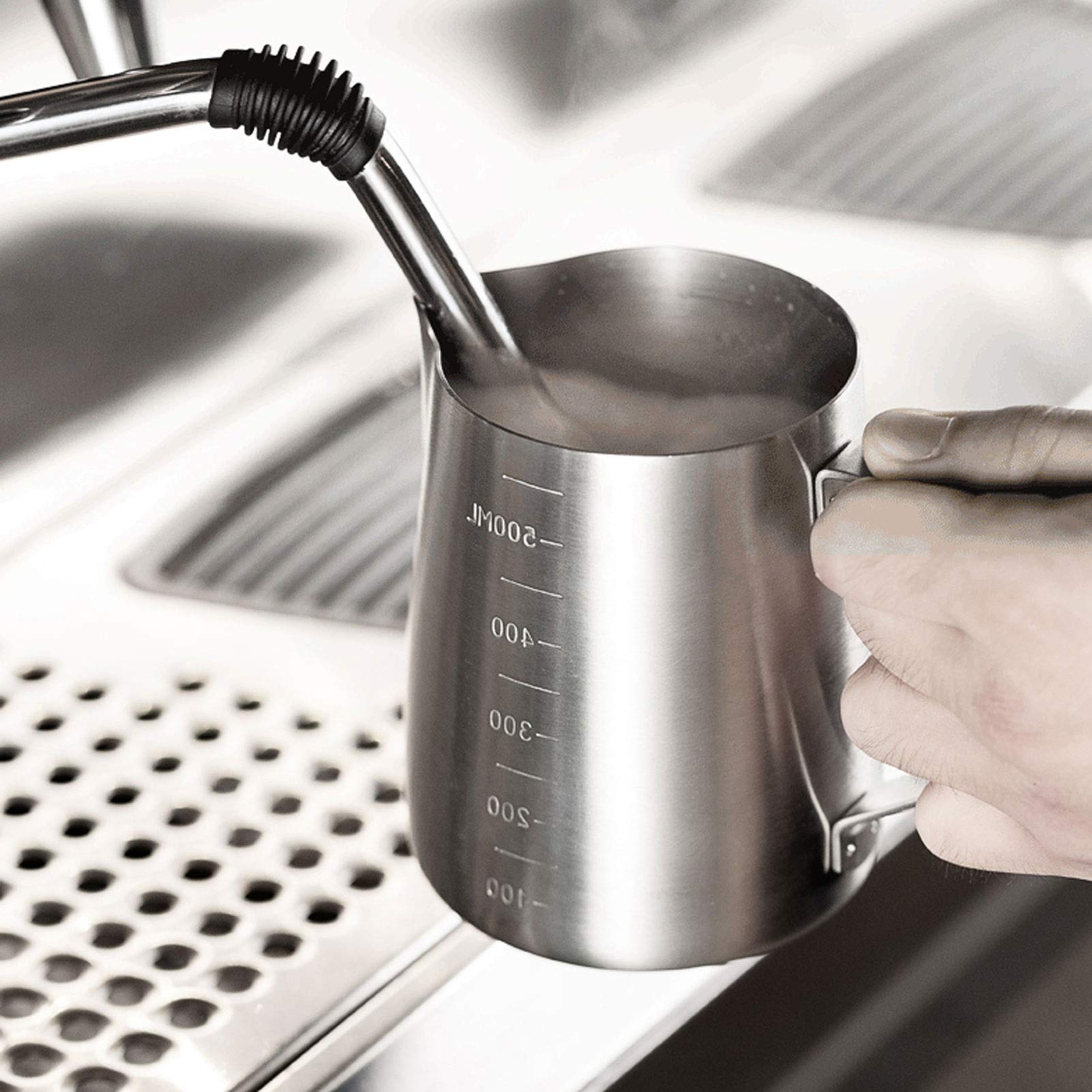 Dzbanek do spieniania mleka ze stali nierdzewnej, duża pojemność, dzbanek na mleko, podwójna skala, dzbanek na śmietanę, do kawy, latte, art, baristy, cappuccino, sosu, łodzi, dzbanek, do użytku