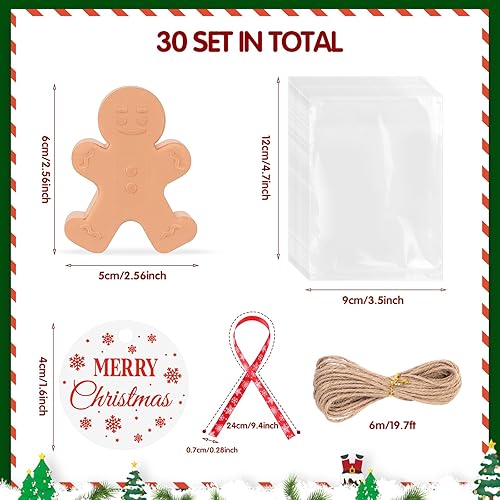 Miniatura 2 de Juego de 30 jabones de Navidad hechos a mano, jabones hechos a mano para árbol de Navidad, Papá Noel, pan de jengibre, copos de nieve, divertidos
