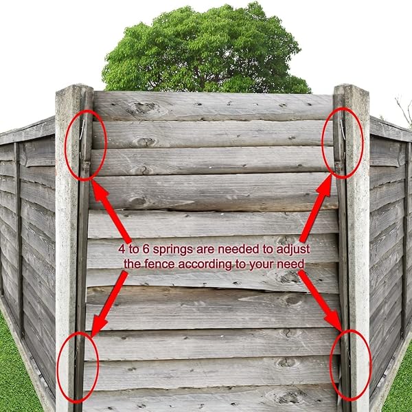 Fence Panel Grips Clips Stop Rattling 48 Pcs for 12 Fences Garden Wind Protector - Storm Proof Security Clips - Anti-Rattle Banging in Wind, Stainless Steel Anti-Noise Springs for Wooden Panels (48) - 2