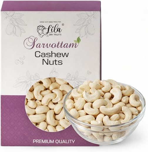 LILA DRY FRUITS Premium Sarvottam Cashew 200 grams Whole Kaju Crunchy Fresh Cashews Dry Fruits for Snacking, Cooking &amp; Gif...