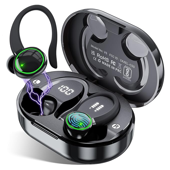 EDYELL True Wireless Earbud, Bluetooth 5.3 TWS Earphones 3D Stereo with Earhook, 48H Touch Control, Earbuds with Dual-LED Display, IPX7 Waterproof Earphones Built-in Mic for Running Workout Sport at Rs. 2099