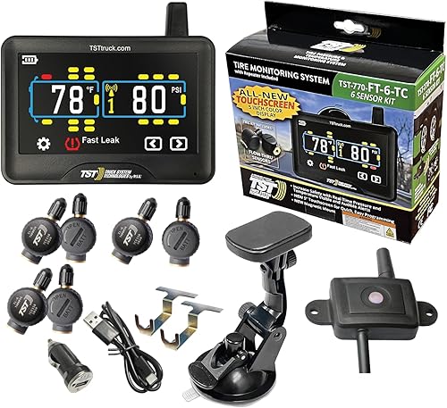 TST Serie 770 TPMS - Sistema de monitoreo de presión de neumáticos RV con 6 sensores de flujo a través y monitor de pantalla táctil a color de 5
