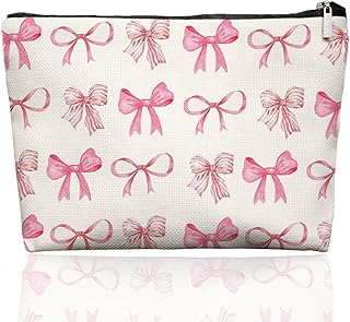 Rosa Preppy Coquette Bow Maquillaje Bolsa Maq...