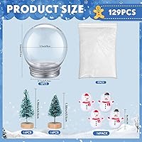Vista 2 de Jerify Juego de 16 globos de nieve transparentes de plástico de 3.58 pulgadas, globo de agua con tapa de rosca, árboles de Navidad artificiales