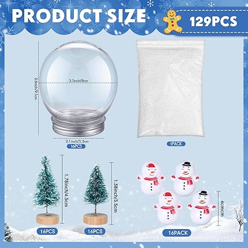 Miniatura 2 de Jerify Juego de 16 globos de nieve transparentes de plástico de 3.58 pulgadas, globo de agua con tapa de rosca, árboles de Navidad artificiales