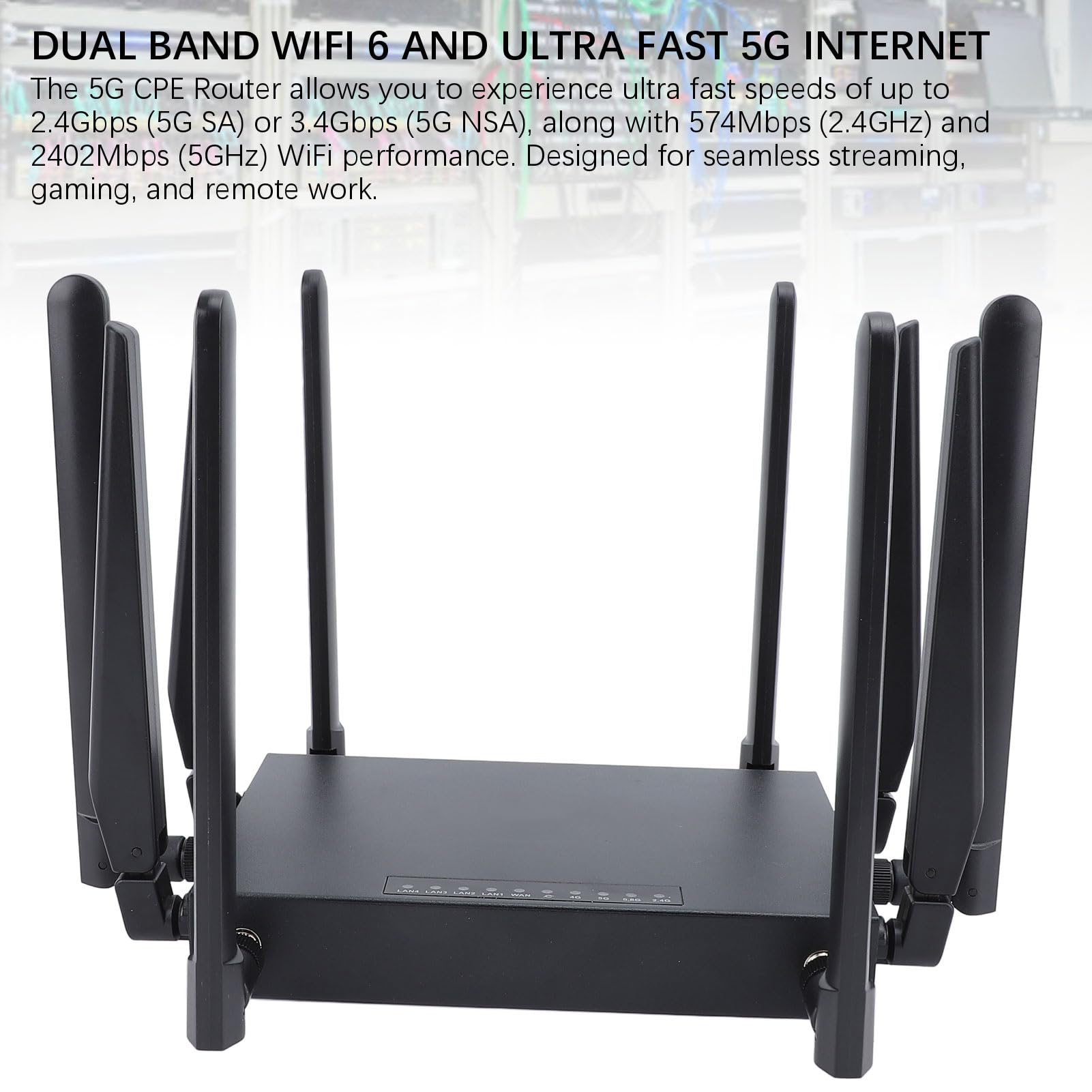Router 5G CPE, Router WiFi 6 Modem 5G Dual Band con Slot per Scheda SIM, 10 Antenne Router WiFi 6 Gigabit Sbloccato 1800Mbps per Viaggi in Villa Domestica (Spina europea)