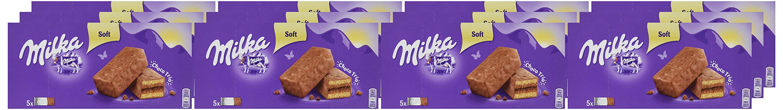 Milka Choco Trio - Mini Kuchen mit Schokoladenfüllung umhüllt von Alpenmilch Schokolade - 12 x 150g