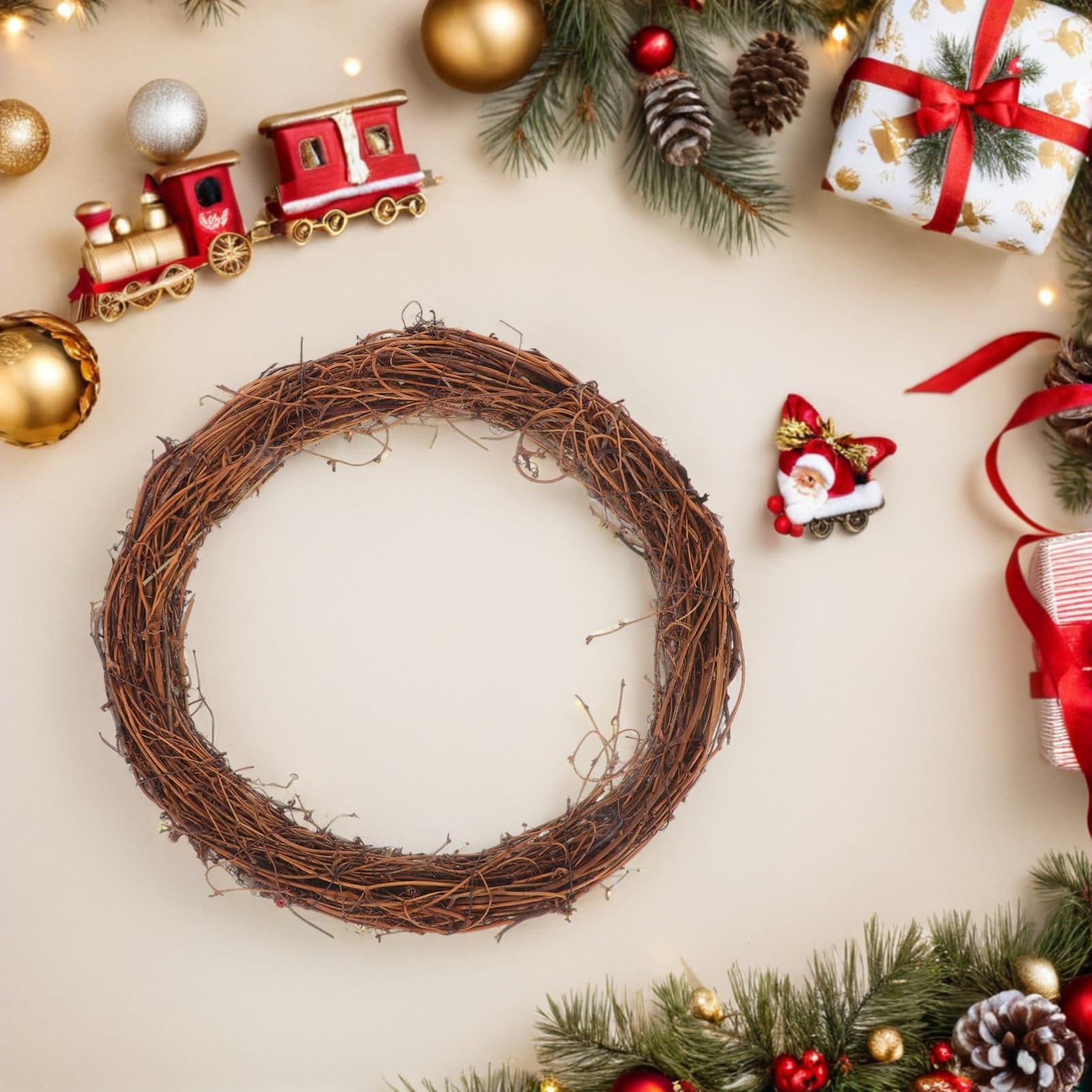 6 Stück Rattan Deko mit 30cm Kränzen aus Naturmaterial für Weihnachts und Hochzeitsdeko Langlebig Rustikaler Charme für Tür und Zuhause
