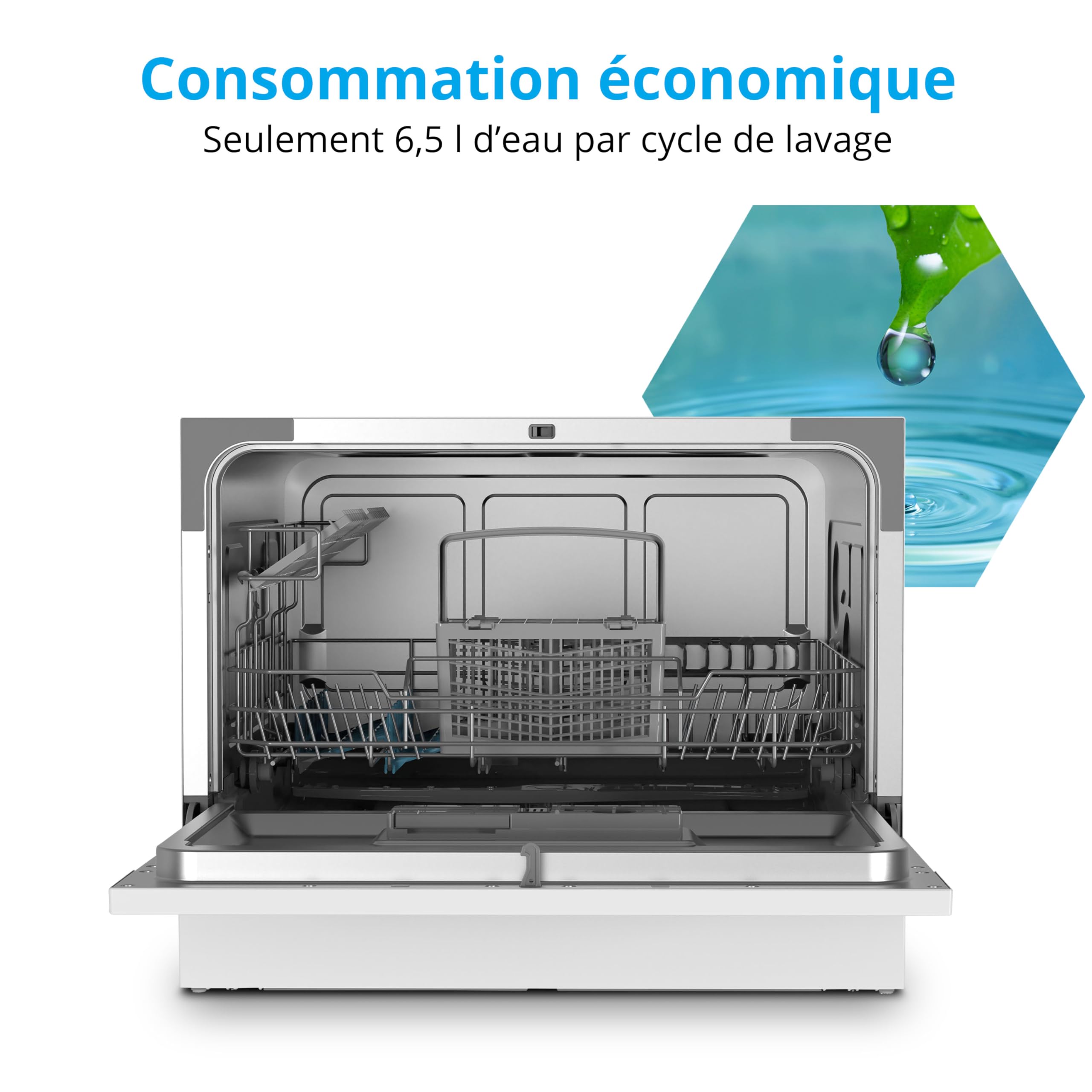 MEDION Lave-vaisselle de table DWT 60 6 couverts 7 programmes ECO LED 47 dB blanc