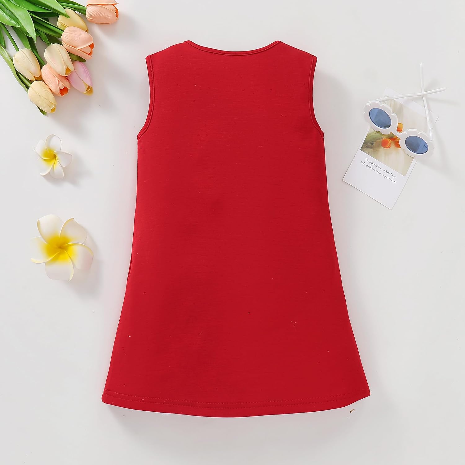 Girls Solid Color Ruffle Dress Toddler Bow A-Line Casual Party Dresses for Kids 2-10 Years