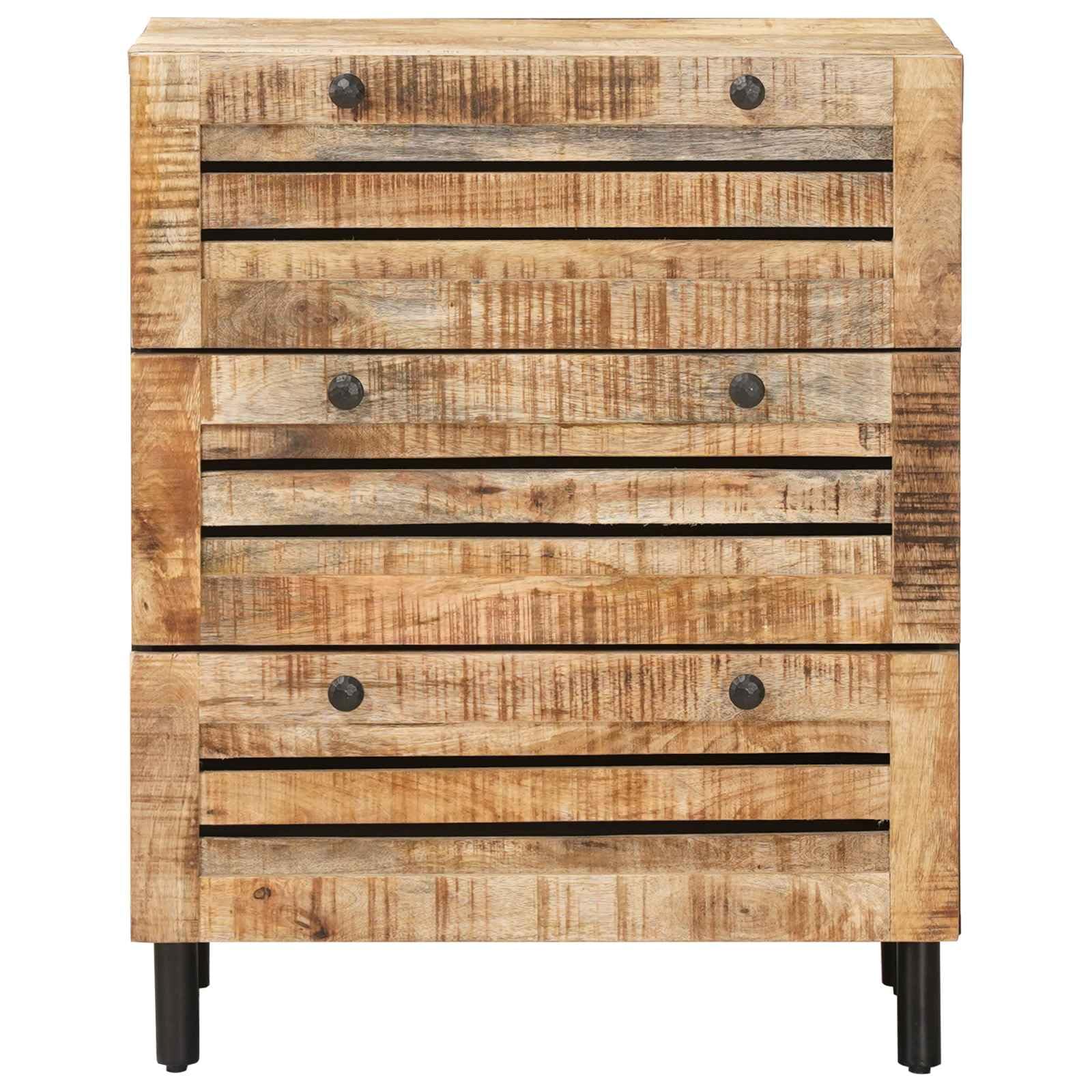 Credenza in legno massiccio di mango naturale, 60 x 33 x 75 cm