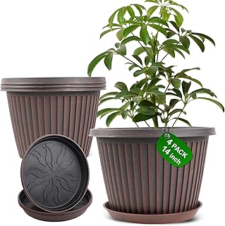 Large-Planter-Indoor-Outdoor Plant Pots, 14 inch 4 Pack Plastic Flower P...