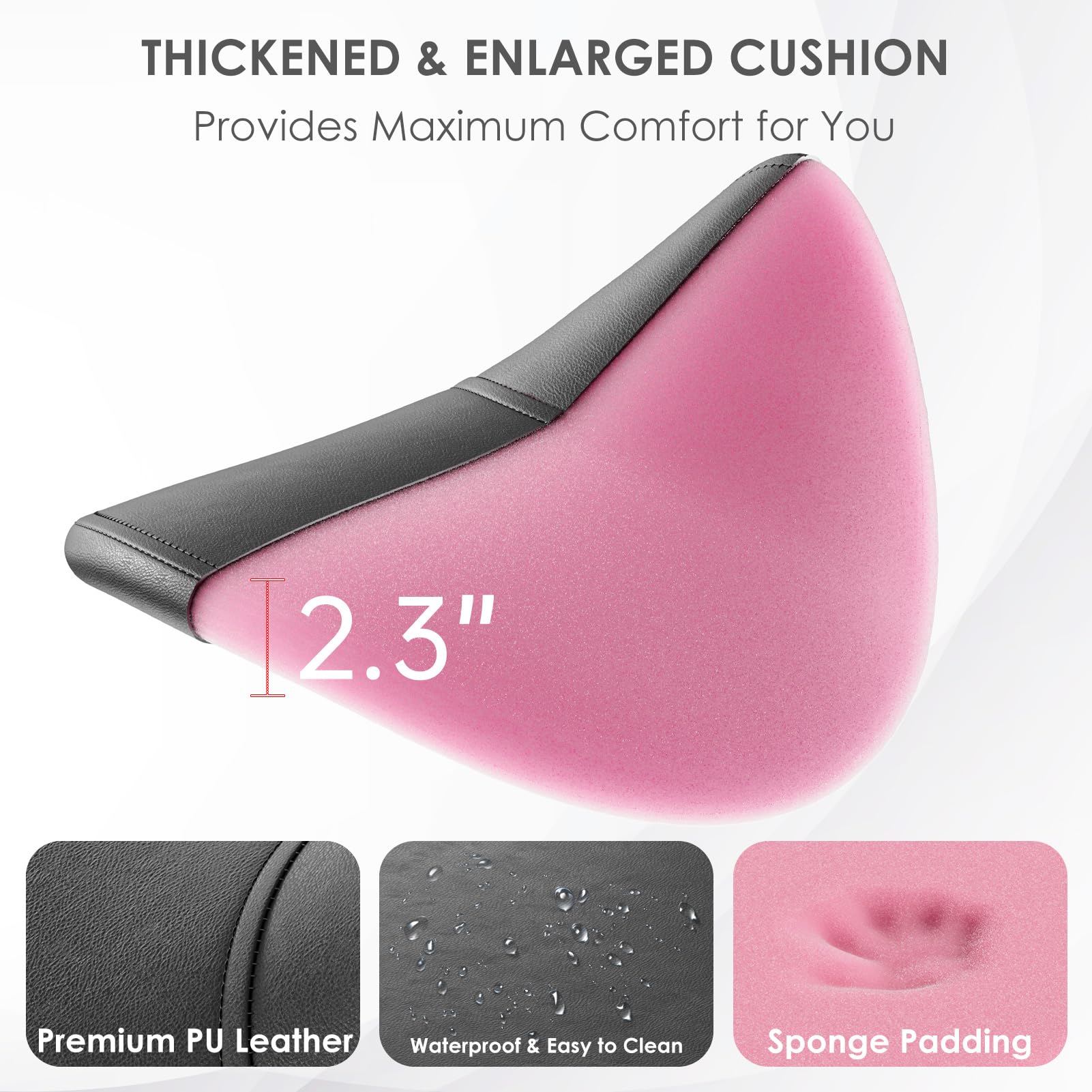 Taburete con ruedas con capacidad para hasta 350 libras, altura ajustable, patas de nailon con ruedas para spa, masaje, salón, hogar, oficina, médico, tatuaje, bar, negro 4