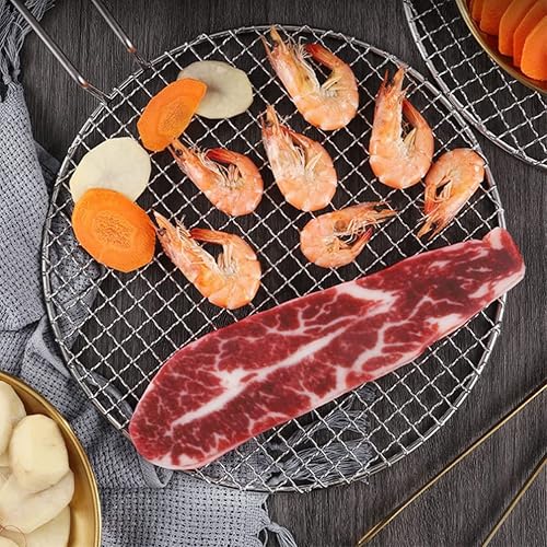Miniatura 9 de Kichvoe Parrilla coreana de acero inoxidable, parrilla redonda para barbacoa, rejilla de malla de vapor, rejilla de cocina, parrilla de carbón