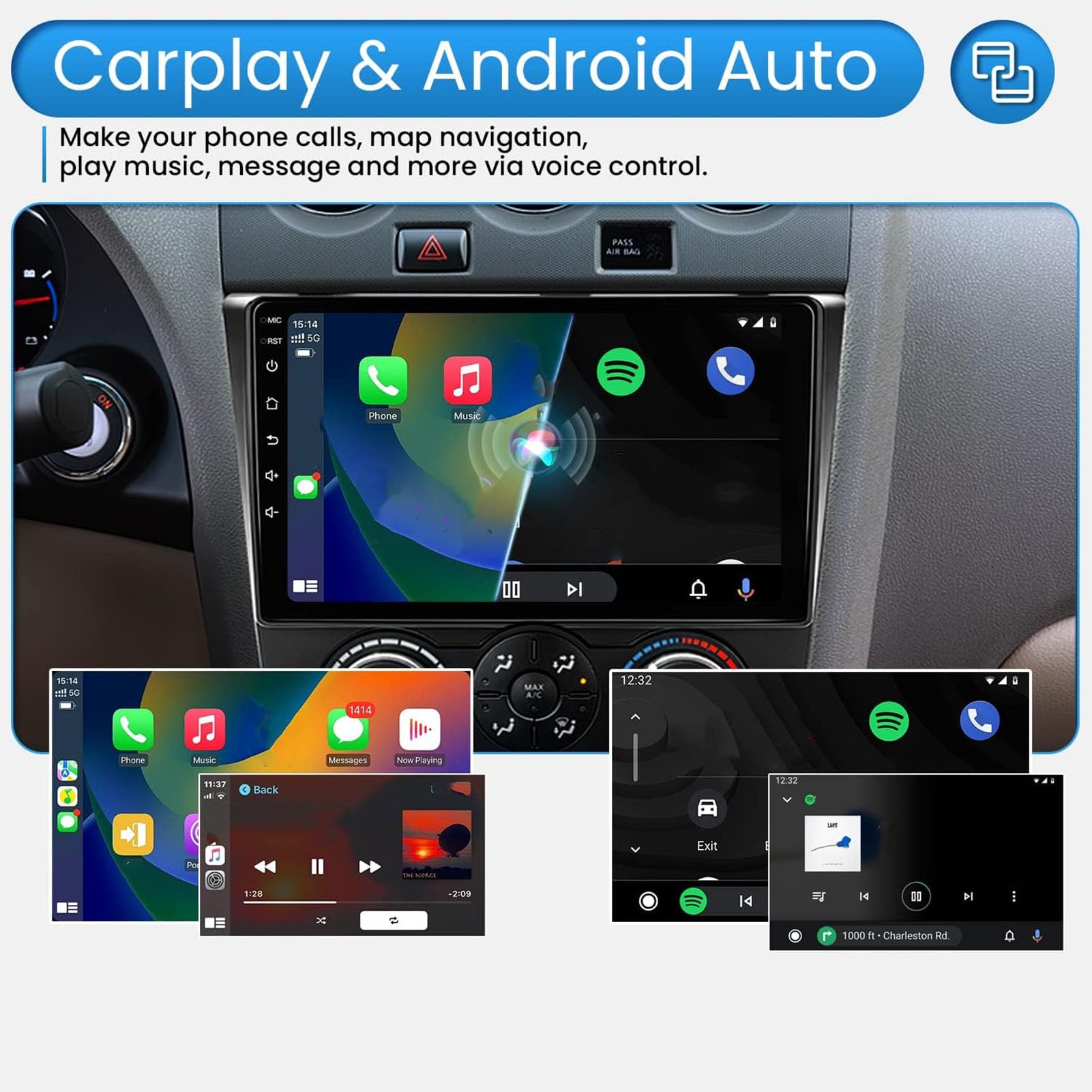 Radio Samochodowe z 9-calowym Ekranem Dotykowym dla Nissan Altima 2008-2012, Radio Samochodowe 2G+32G z Bezprzewodowym Carplay i Android Auto, WiFi, BT, GPS, Kamera Cofania,