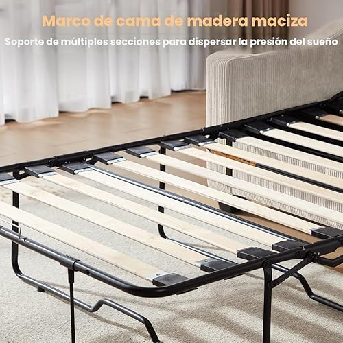 Miniatura 8 de CHIC HOUSE Sofá cama extraíble, sofá cama tamaño matrimonial, sofá cama de pana convertible 2 en 1 con carga USB, sofá con forma de memoria para