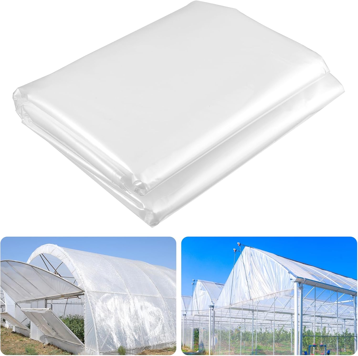 6.5 x 32.8 FT Clear Greenhouse Plastic Sheeting, 2.7 Mil Polyethylene Film Heavy Duty, Water Sun Frost Wind Dust Resistant Winter Hoop House Toughness Plastic Cover for Farming, Gardening, Agriculture