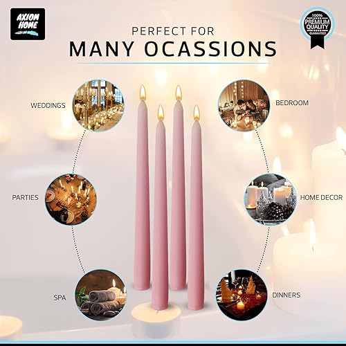Miniatura 49 de Axiom Candles Velas altas sin goteo de 10 pulgadas sin perfume y sin humo, 9 horas de tiempo de combustión, velas cónicas para el hogar, cenas