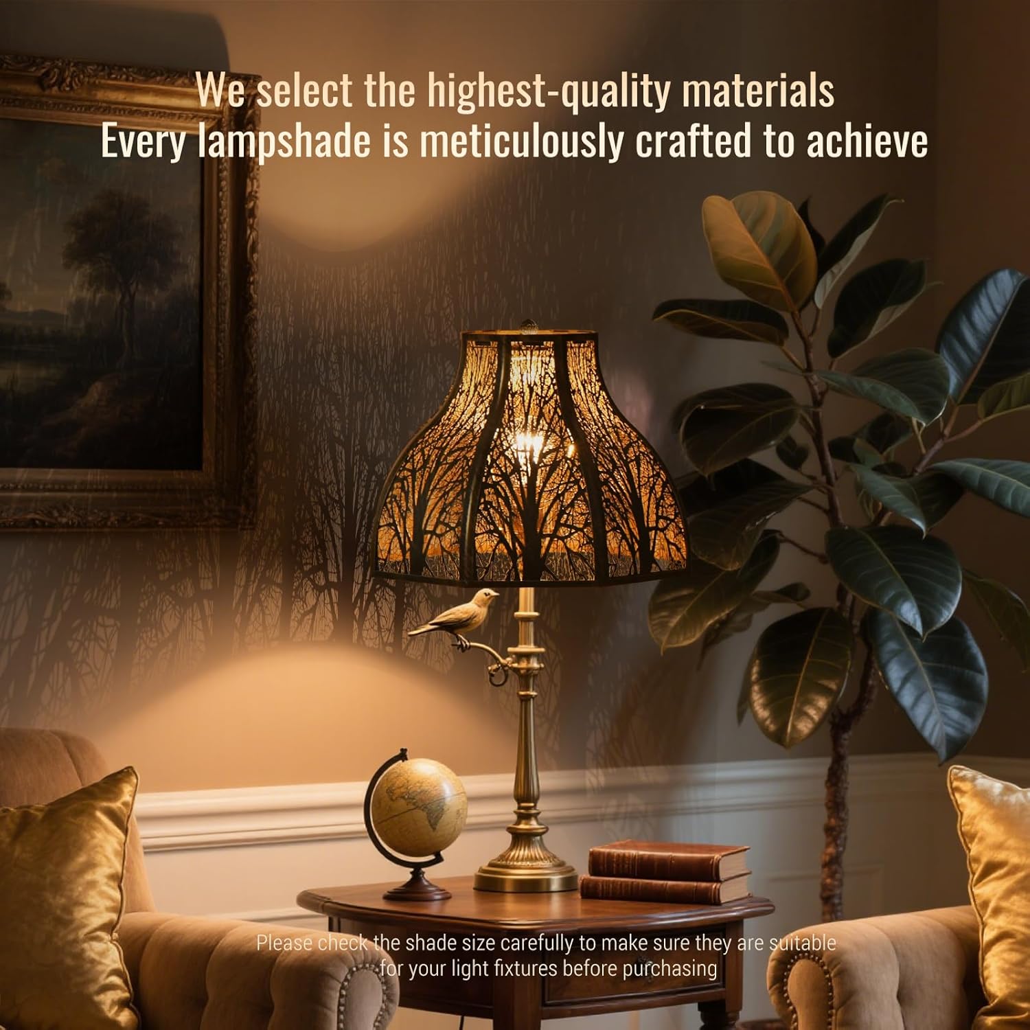 Metal Antique Bronze lamp shades for floor lamps for bedroom or living room, 8-petal lotus lamp shape drum lamp shades, corner floor fan lamp with spider fitter (5.32" top x 13" bottom x 9.5" high)