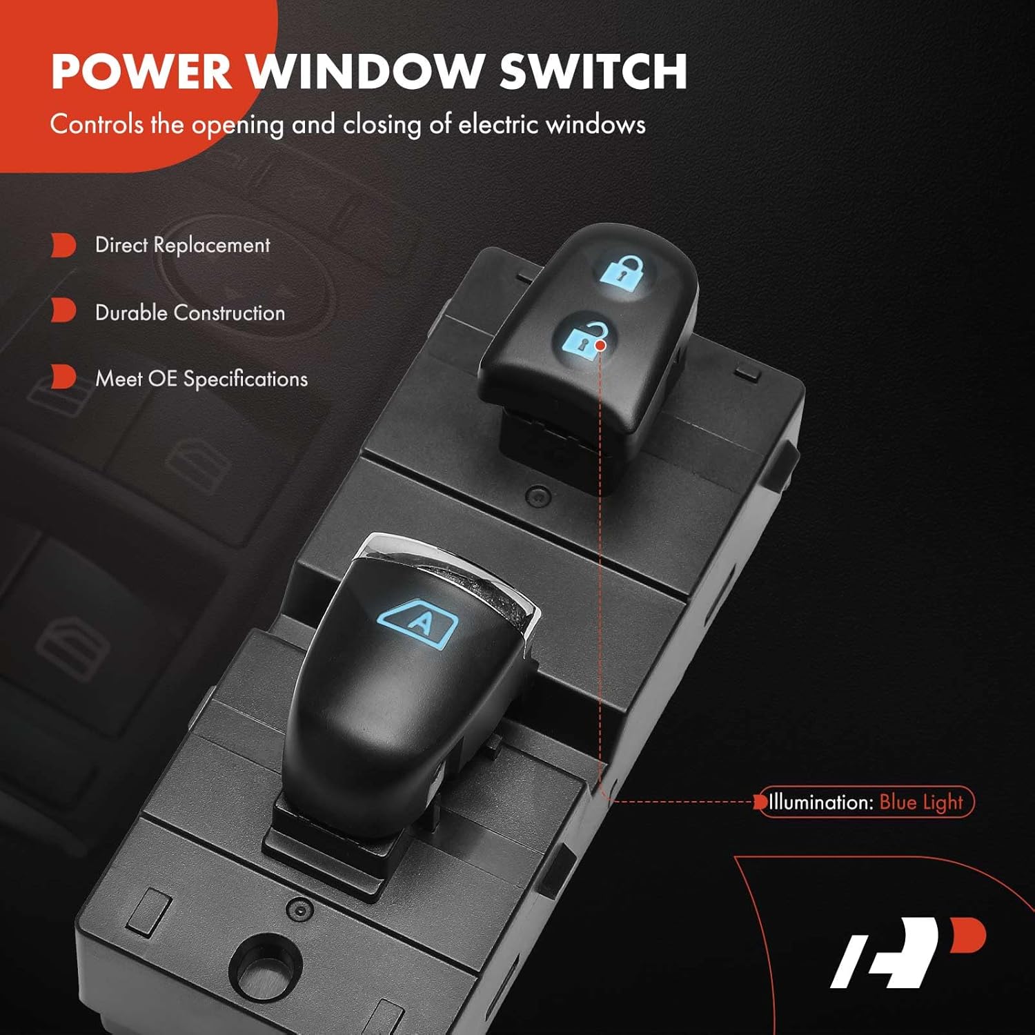 A-Premium Power Window Switch Compatible with Nissan Maxima 2016-2022, Front Right Passenger Side