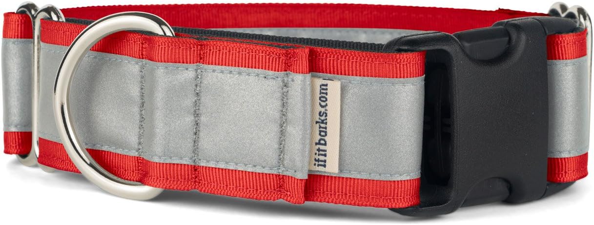 If It Barks - 1.5" Reflective Martingale Collar with Quick Snap Buckle for Dogs - Adjustable - Made in USA - Strong, Durable, and Comfy - Ideal for Training - Fits Most Breeds - Small, Red