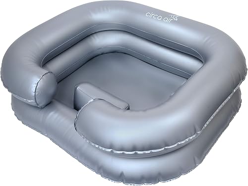 Circa Air Lavabo inflable para lavar el cabello en cama - Lavar el cabello en la cama con lavabo de champú. Cuenco portátil para champú con almohada